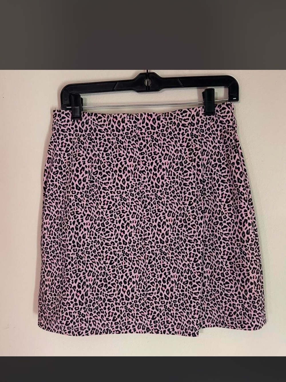Topshop Black and Pink Leopard Mini Skirt